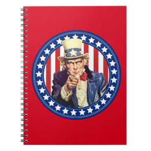 Uncle Sam Stars and Stripes Spiral Notebook