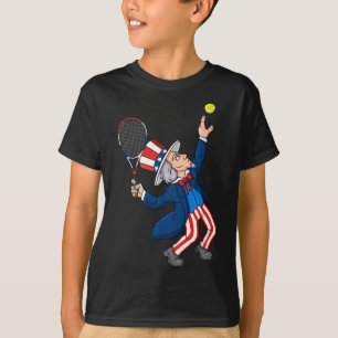 Uncle Sam Tennis 4th Of July Patriotic Boys Girls T-Shirt
