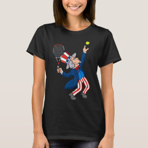 Uncle Sam Tennis 4th Of July Patriotic Boys Girls T-Shirt