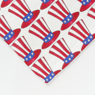Uncle Sam Top Hat July 4th USA Patriotic America Fleece Blanket