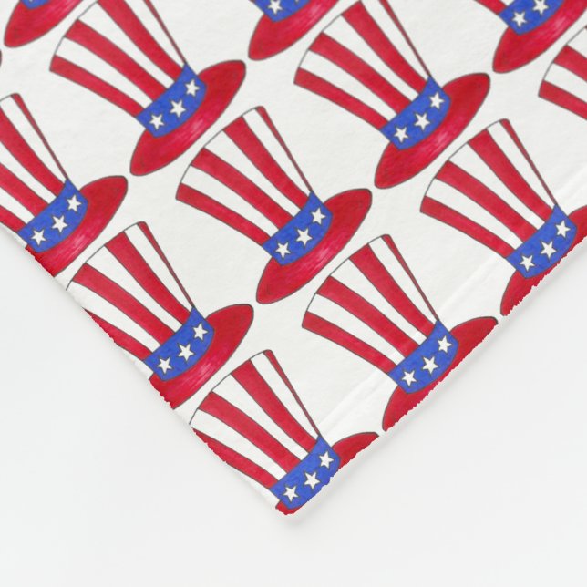 Uncle Sam Top Hat July 4th USA Patriotic America Fleece Blanket (Corner)