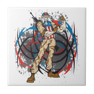 Uncle Sam Tribal Camouflage Hunter Skull Tile