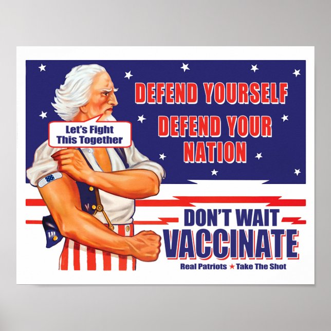 Uncle Sam Vaccinate Let's Fight This Together Post Poster (Front)