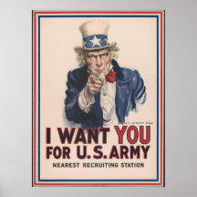 Uncle Sam Vintage Poster - I want you - U.S. Army