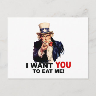 Uncle Sam WANT YOU EAT ME Postcard