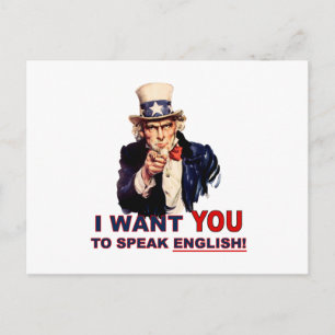 Uncle Sam WANT YOU speak english Postcard