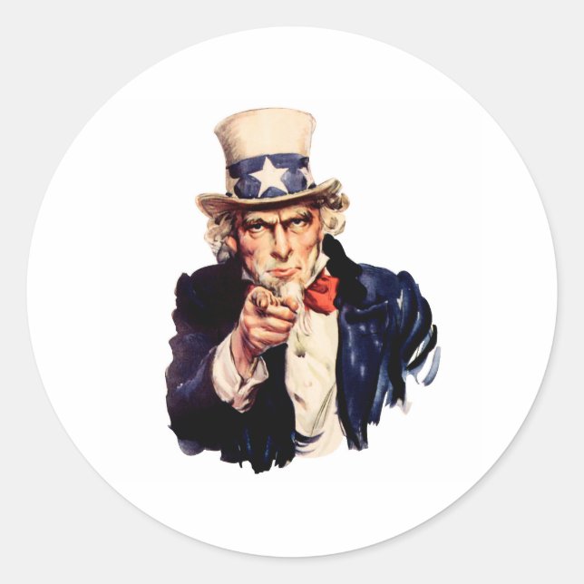 Uncle Sam Wants You! Classic Round Sticker (Front)