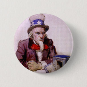 Uncle Sam With An Empty Treasury 6 Cm Round Badge