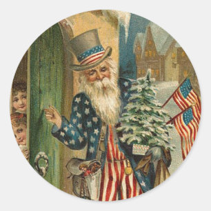 Uncle Santa Vintage Art Christmas Stickers
