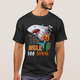 Uncle Shark Boo Halloween Shark Boo Ghost Candy Pu T-Shirt