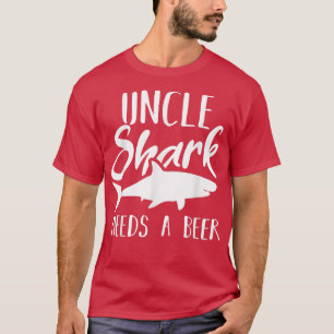 Uncle Shark Needs A Beer Funny Sharks Graphic Gift T-Shirt