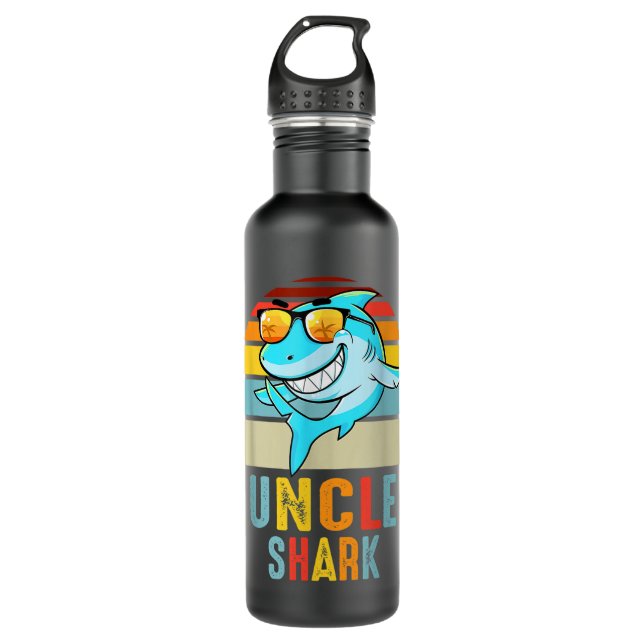 Uncle Shark Shirt Shark Family Happy Mother's Day  710 Ml Water Bottle (Front)