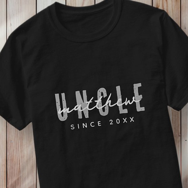 Uncle Since 20XX Modern Elegant Simple T-Shirt (Creator Uploaded)