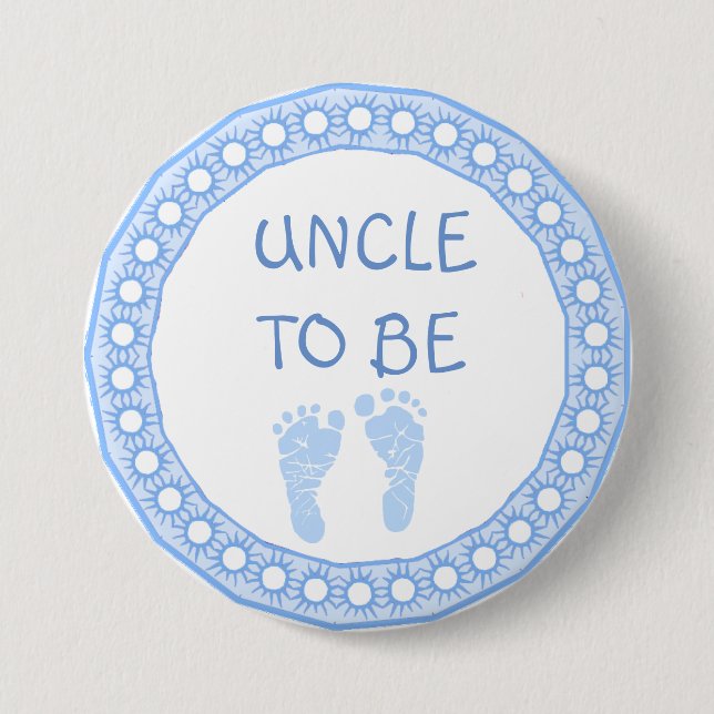 Uncle to be Blue Boy Baby Shower button (Front)