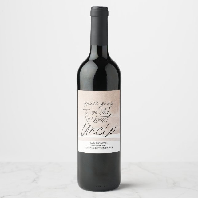 Uncle to be Pregnancy Announcement New Baby Coming Wine Label (Front)