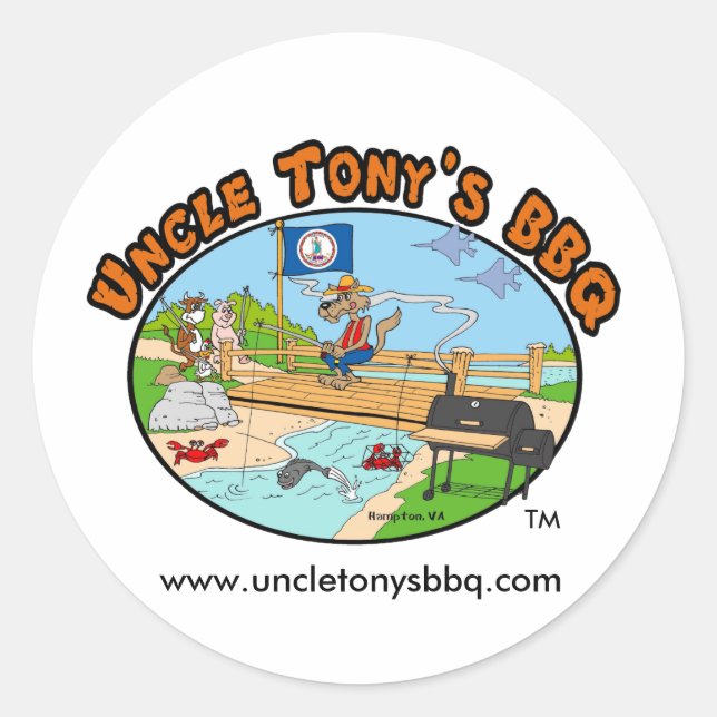 Uncle Tony's BBQ Stickers (Cartoon Logo) (Front)