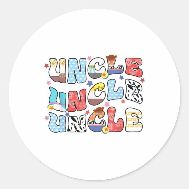 Uncle Toy Funny Story Grandpa Fathers Day Womens M Classic Round Sticker (Front)