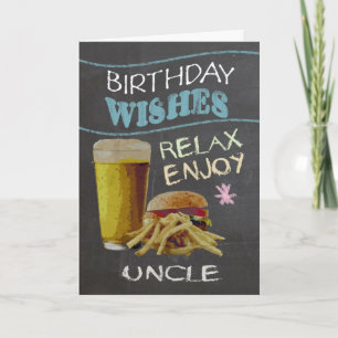 Uncle Trendy Chalk Board Effect, With Beer Burger Card
