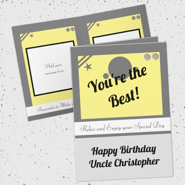 Uncle you're the best gray yellow birthday card (Creator Uploaded)