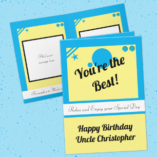 Uncle you're the best turquoise yellow birthday card