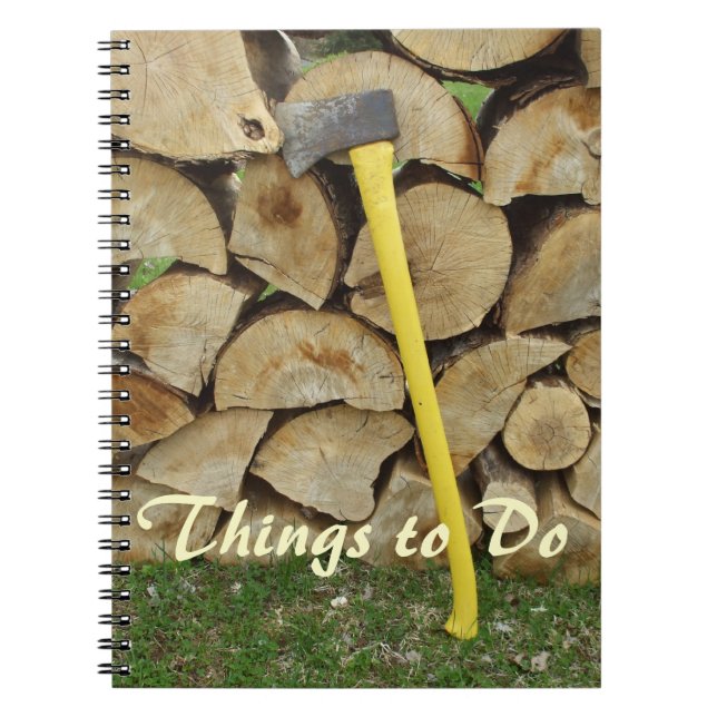 Uncle's Chores-Axe and Woodpile Spiral Notebook (Front)