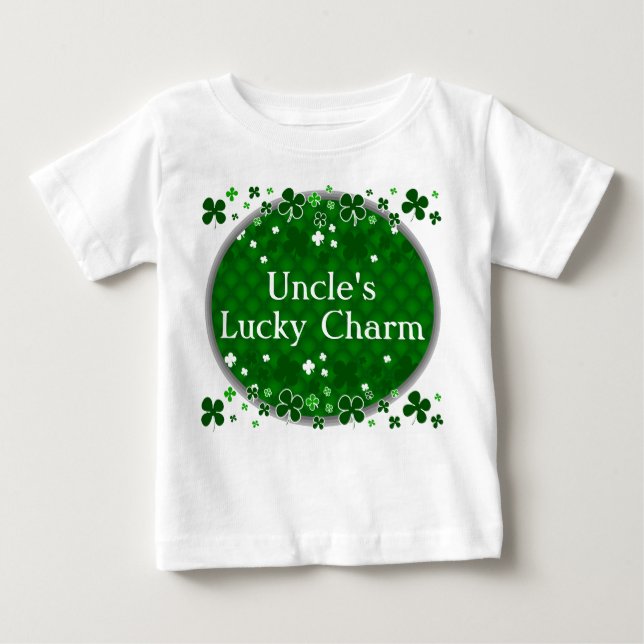 Uncle's Lucky Charm, St. Patrick's Day Baby T-Shirt (Front)