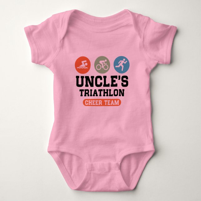 Uncle's Triathlon Cheer Team Baby Bodysuit (Front)