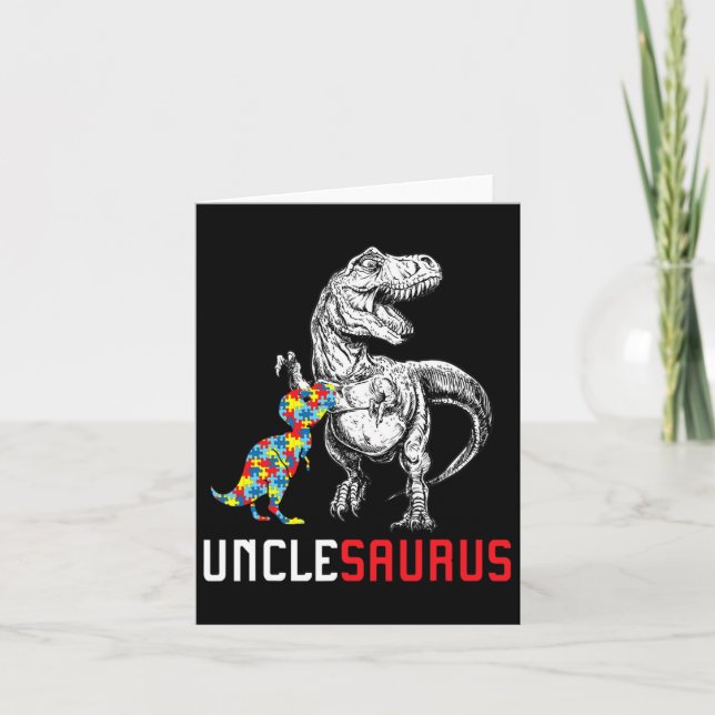 Unclesaurus Autism Awareness Uncle Saurus Family G Card (Front)