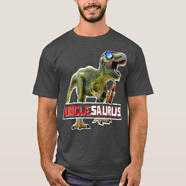Unclesaurus Rex Beer  T Rex Dinosaur Fun Uncle T-Shirt (Front)