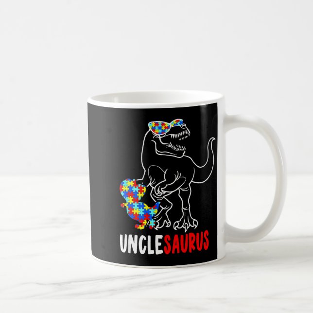 Unclesaurus T Rex Dinosaur Autism Awareness Uncle  Coffee Mug (Right)
