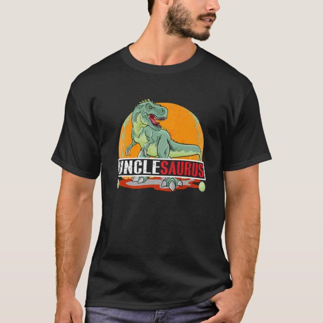 UNCLESAURUS T Rex Dinosaur Uncle Saurus Birthday V T-Shirt (Front)