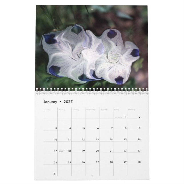 uncommon flower images calendar (Jan 2027)