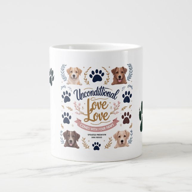 Unconditional Love Comes with Four Paws  Large Coffee Mug (Front)