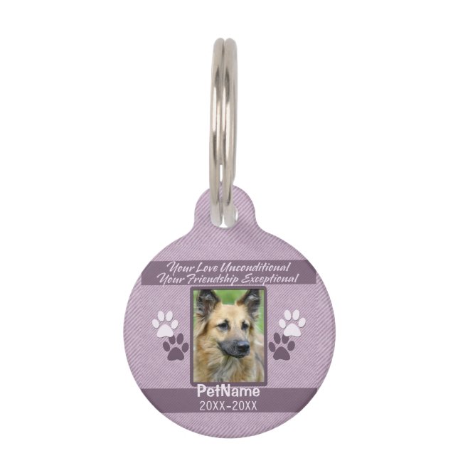 Unconditional Love Pet Sympathy Custom Tag (Front)