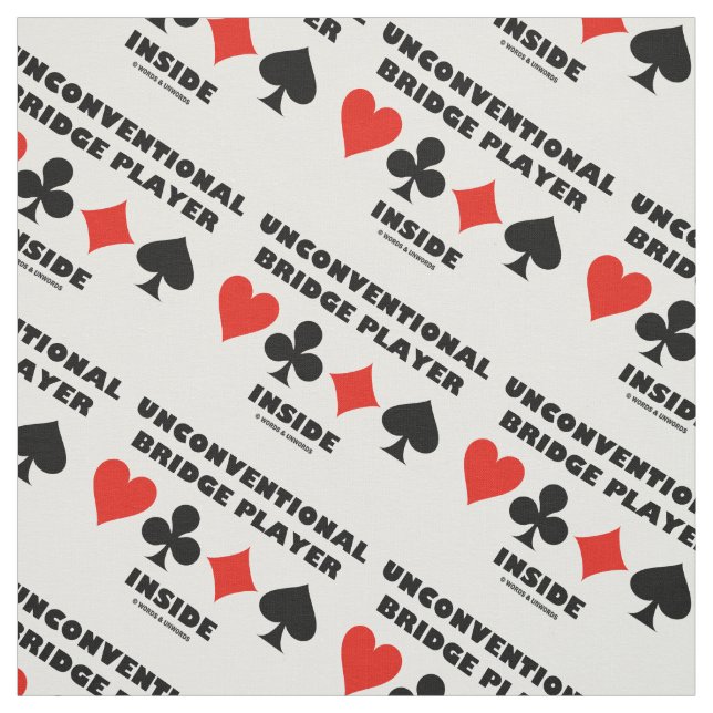 Unconventional Bridge Player Inside Card Suits Fabric (Swatch)