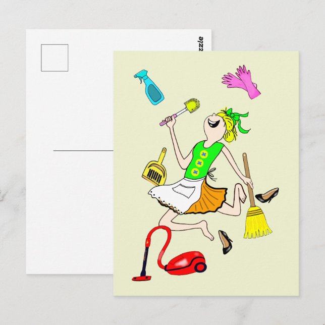 Unconventional cleaning lady. postcard (Front/Back)