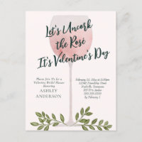 Uncork the Rosé Valentine Bridal Shower Invitation