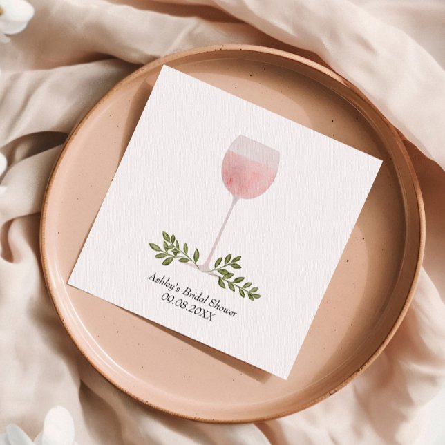 Uncork the Rosé Wine Glass Wedding, Bridal Shower Napkin (Creator Uploaded)