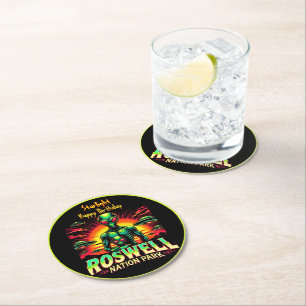 Uncover Alien Mysteries in Roswell! Round Paper Coaster