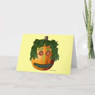 Uncut Pumpkin Face Greeting Card