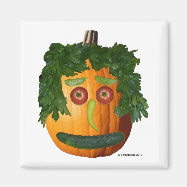 Uncut Pumpkin Face Square Magnet (Front)