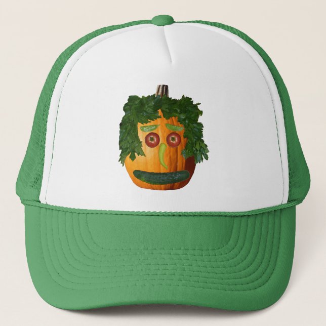 Uncut Pumpkin Face Trucker Hat (Front)