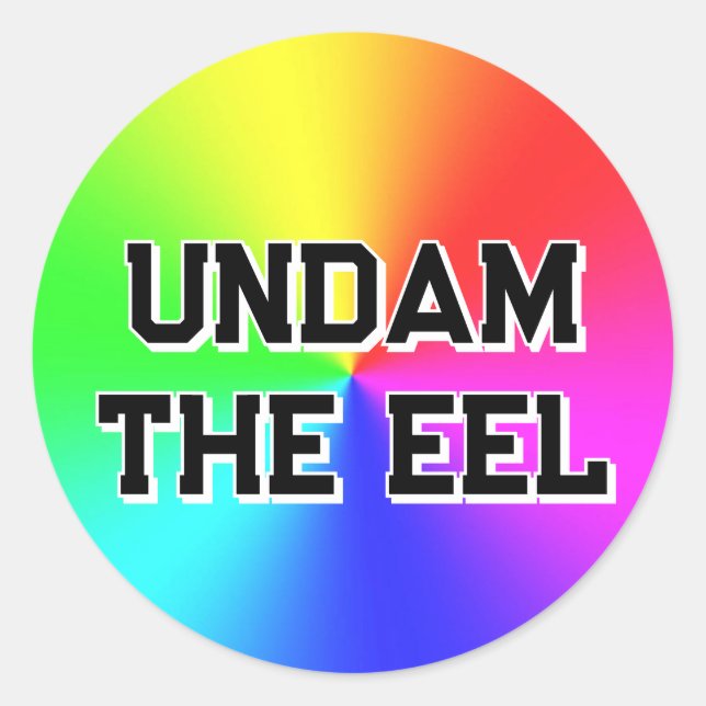 UNDAM THE EEL (you may change the words) Classic Round Sticker (Front)