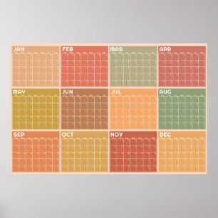 Undated Blank Earth Tones Boho Planner Calendar Poster