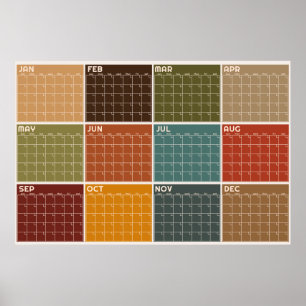 Undated Blank Warm Fall Colour Planner Calendar Poster