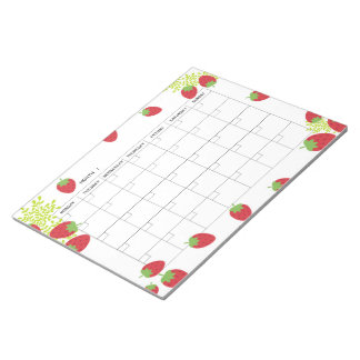 Undated Minimal Strawberry Monthly Planner  Notepad
