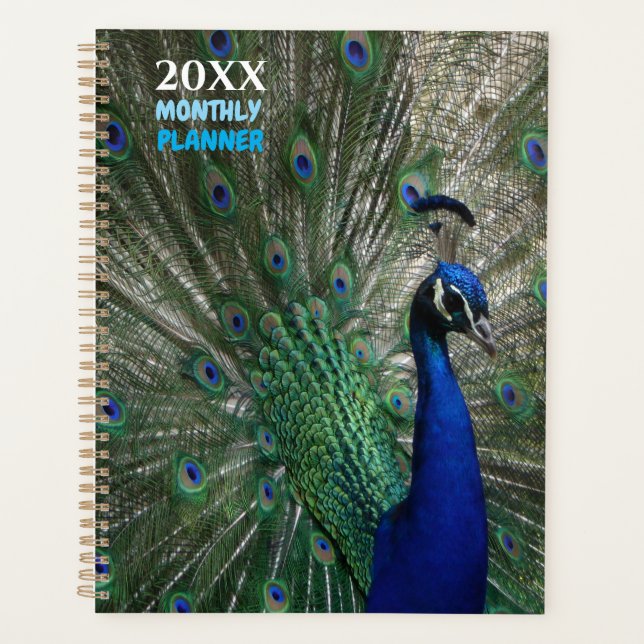 Undated Peacock Monthly Calendar Planner Book (Front)