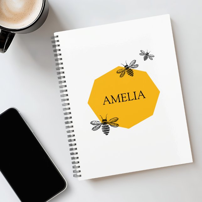 Undated Personalised Name Bee Yellow Stickers Planner (Undated Personalized Name Bee Yellow Stickers Planner)