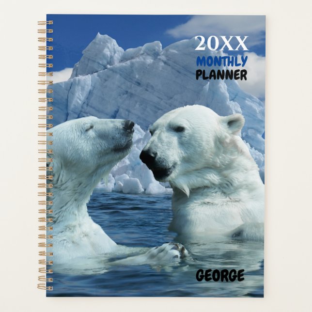 Undated Polar Bear Monthly Planner Book (Front)
