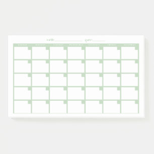 Undated Sticky Note Calendar - Light Green